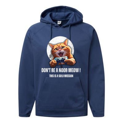 Funny Gamer Cat With Controller For Cat Lovers And Video Gamer Gift Performance Fleece Hoodie