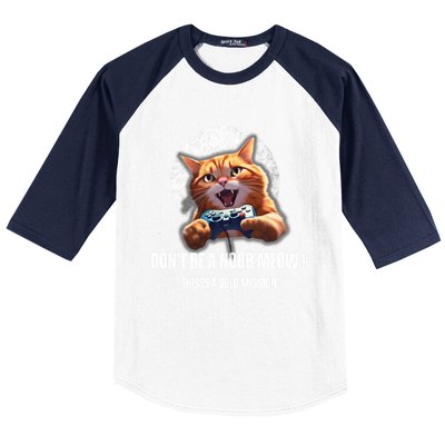 Funny Gamer Cat With Controller For Cat Lovers And Video Gamer Gift Baseball Sleeve Shirt