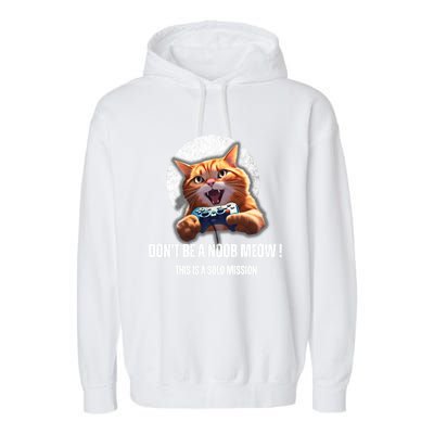 Funny Gamer Cat With Controller For Cat Lovers And Video Gamer Gift Garment-Dyed Fleece Hoodie