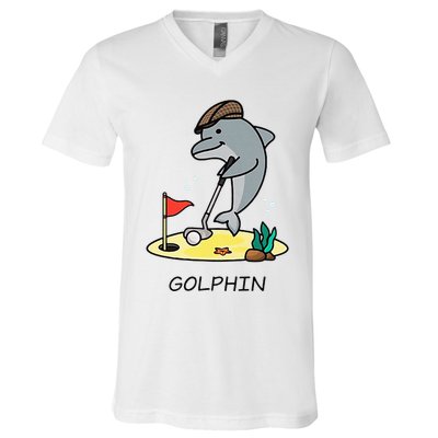Funny GolphinS Cool Dolphin Quote Golf V-Neck T-Shirt