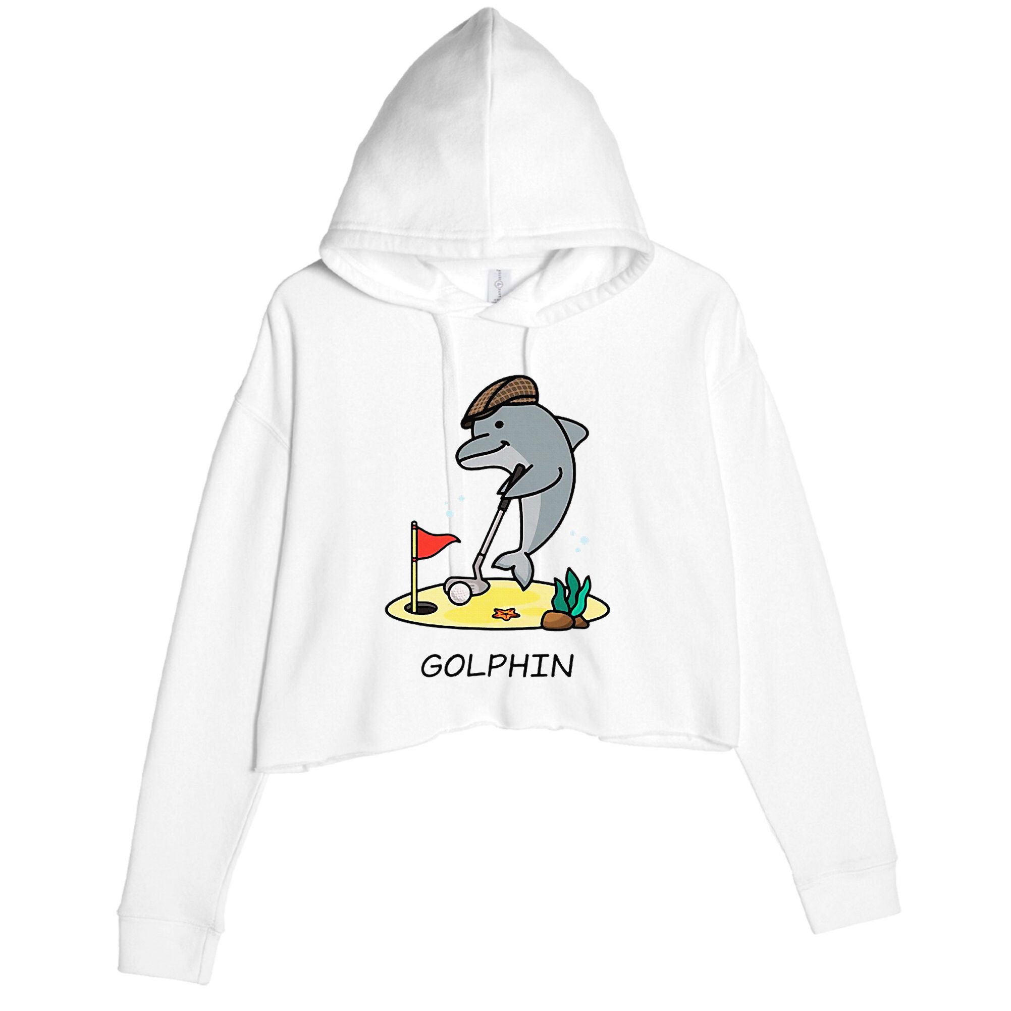 Funny GolphinS Cool Dolphin Quote Golf Crop Fleece Hoodie