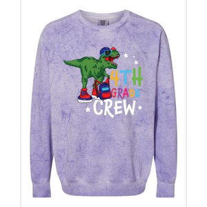 Fourth Grade Crew T Rex Cute 4Th Grade Gift Colorblast Crewneck Sweatshirt