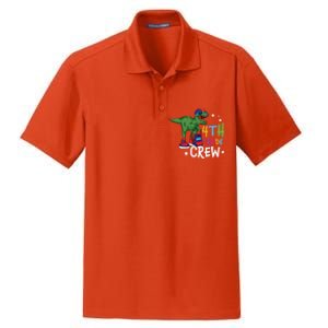 Fourth Grade Crew T Rex Cute 4Th Grade Gift Dry Zone Grid Polo