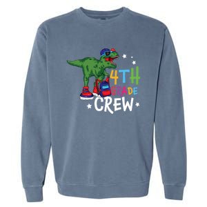 Fourth Grade Crew T Rex Cute 4Th Grade Gift Garment-Dyed Sweatshirt