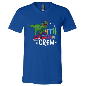 Fourth Grade Crew T Rex Cute 4Th Grade Gift V-Neck T-Shirt