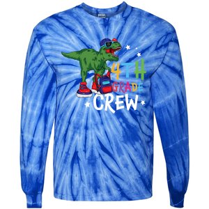 Fourth Grade Crew T Rex Cute 4Th Grade Gift Tie-Dye Long Sleeve Shirt