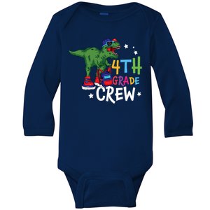 Fourth Grade Crew T Rex Cute 4Th Grade Gift Baby Long Sleeve Bodysuit