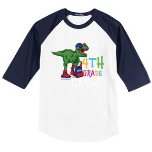 Fourth Grade Crew T Rex Cute 4Th Grade Gift Baseball Sleeve Shirt