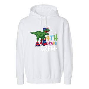 Fourth Grade Crew T Rex Cute 4Th Grade Gift Garment-Dyed Fleece Hoodie