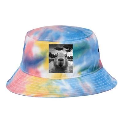 Funny Graphic Capybara Selfie With Ufos Weird Tie Dye Newport Bucket Hat