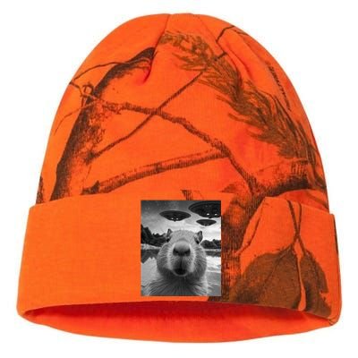 Funny Graphic Capybara Selfie With Ufos Weird Kati Licensed 12" Camo Beanie