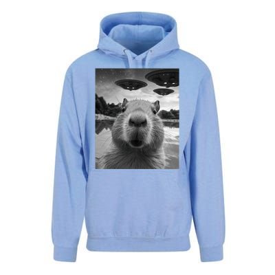 Funny Graphic Capybara Selfie With Ufos Weird Unisex Surf Hoodie