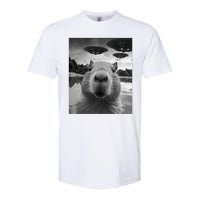 Funny Graphic Capybara Selfie With Ufos Weird Softstyle CVC T-Shirt