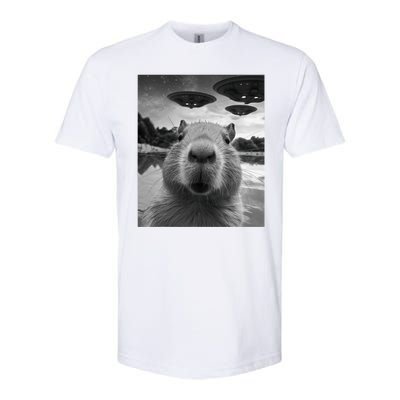 Funny Graphic Capybara Selfie With Ufos Weird Softstyle® CVC T-Shirt