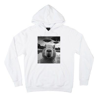 Funny Graphic Capybara Selfie With Ufos Weird Hoodie