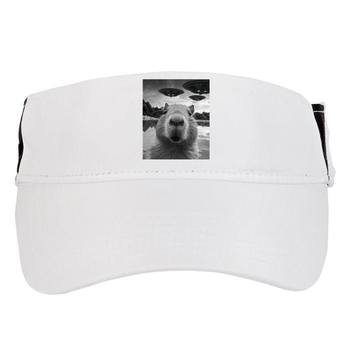 Funny Graphic Capybara Selfie With Ufos Weird Adult Drive Performance Visor