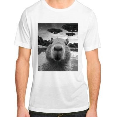 Funny Graphic Capybara Selfie With Ufos Weird Adult ChromaSoft Performance T-Shirt