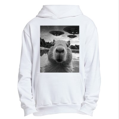 Funny Graphic Capybara Selfie With Ufos Weird Urban Pullover Hoodie