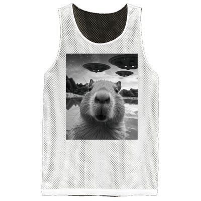 Funny Graphic Capybara Selfie With Ufos Weird Mesh Reversible Basketball Jersey Tank