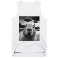 Funny Graphic Capybara Selfie With Ufos Weird Tank Top