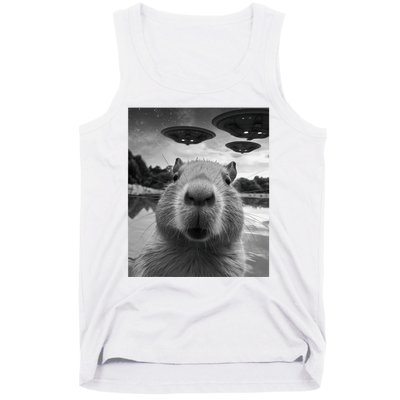 Funny Graphic Capybara Selfie With Ufos Weird Tank Top