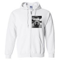 Funny Graphic Capybara Selfie With Ufos Weird Full Zip Hoodie