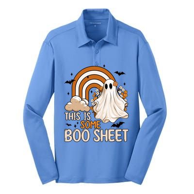 Funny Ghost Costume For Halloween This Is Some Boo Sheet Silk Touch Performance Long Sleeve Polo