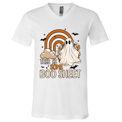 Funny Ghost Costume For Halloween This Is Some Boo Sheet V-Neck T-Shirt