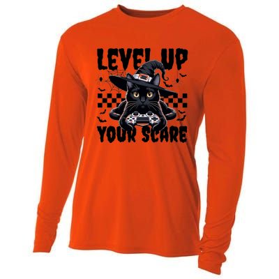 Funny Gamer Cat For Video Game Lovers Halloween Gaming Great Gift Cooling Performance Long Sleeve Crew