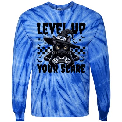 Funny Gamer Cat For Video Game Lovers Halloween Gaming Great Gift Tie-Dye Long Sleeve Shirt