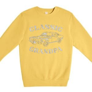 Funny Grandpa Classic Car Graphic Premium Crewneck Sweatshirt