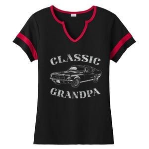 Funny Grandpa Classic Car Graphic Ladies Halftime Notch Neck Tee