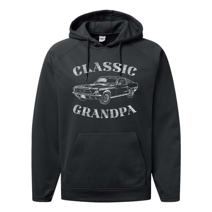 Funny Grandpa Classic Car Graphic Performance Fleece Hoodie