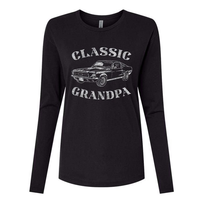 Funny Grandpa Classic Car Graphic Womens Cotton Relaxed Long Sleeve T-Shirt