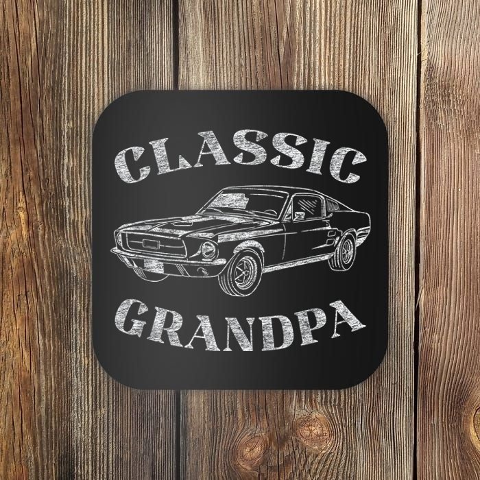 Funny Grandpa Classic Car Graphic Coaster