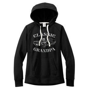 Funny Grandpa Classic Car Graphic Women's Fleece Hoodie