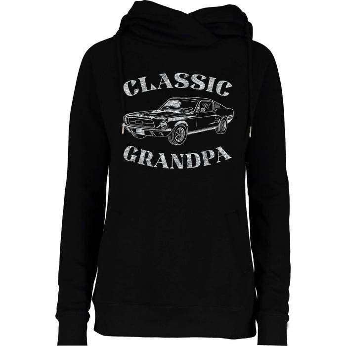 Funny Grandpa Classic Car Graphic Womens Funnel Neck Pullover Hood