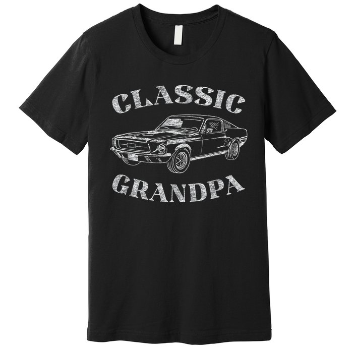 Funny Grandpa Classic Car Graphic Premium T-Shirt