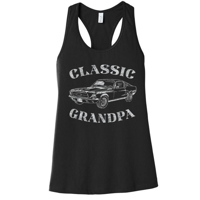 Funny Grandpa Classic Car Graphic Women's Racerback Tank