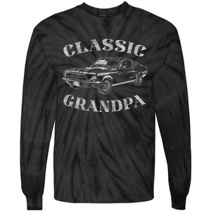 Funny Grandpa Classic Car Graphic Tie-Dye Long Sleeve Shirt