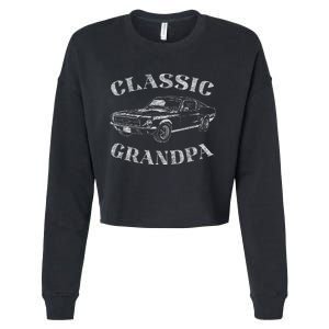 Funny Grandpa Classic Car Graphic Cropped Pullover Crew