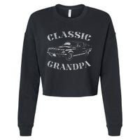 Funny Grandpa Classic Car Graphic Cropped Pullover Crew