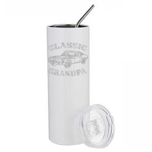 Funny Grandpa Classic Car Graphic Stainless Steel Tumbler