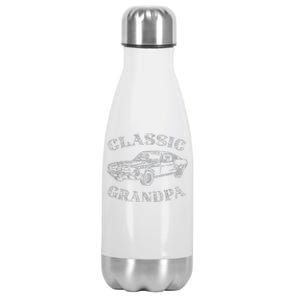 Funny Grandpa Classic Car Graphic Stainless Steel Insulated Water Bottle