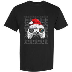 Funny Gamer Controller Gaming Gift Boys Christmas Santa Hat Garment-Dyed Heavyweight T-Shirt