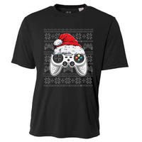 Funny Gamer Controller Gaming Gift Boys Christmas Santa Hat Cooling Performance Crew T-Shirt