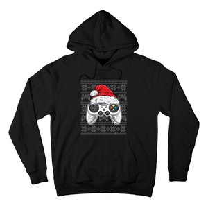 Funny Gamer Controller Gaming Gift Boys Christmas Santa Hat Hoodie