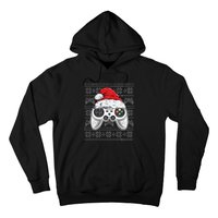 Funny Gamer Controller Gaming Gift Boys Christmas Santa Hat Hoodie