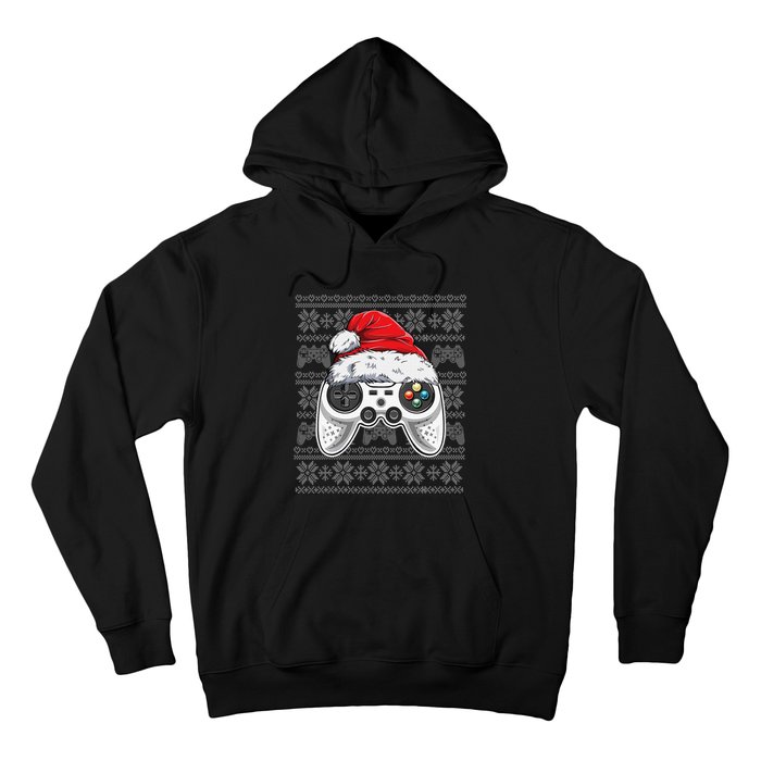 Funny Gamer Controller Gaming Gift Boys Christmas Santa Hat Hoodie