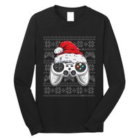 Funny Gamer Controller Gaming Gift Boys Christmas Santa Hat Long Sleeve Shirt